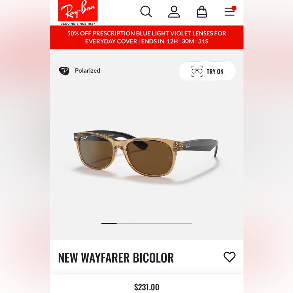 Ray-Ban Wayfarer Bicolor Sunglasses - Black and Tan